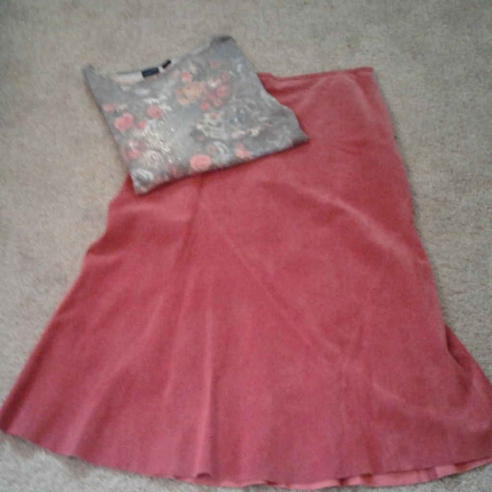 Suede below the knee skirt